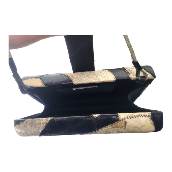 Vintage Genuine Frogskin Leather Hardshell Patchwork Shoulder Bag Purse - Picture 6 of 10